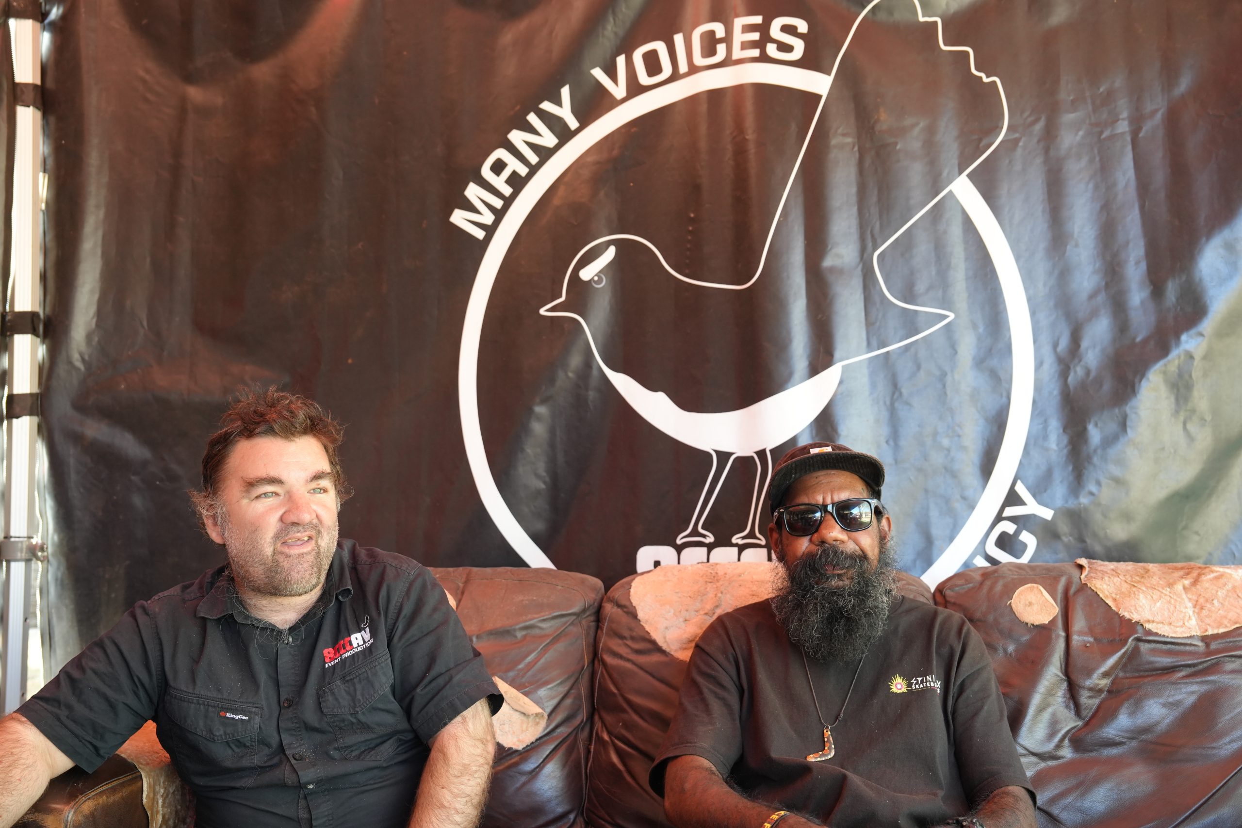 Eastern Arrernte Traditional Owner and Spinifex Skateboards founder, Nicky Hayes joined us at the 8CCC booth for a good chunk of the Saturday day time. We were selling Spinifex Skateboards and 8CCC merch from the stall and he was there in person to represent his brand. He jumped on the microphone with Greg Barnes to discuss the festival and his views.